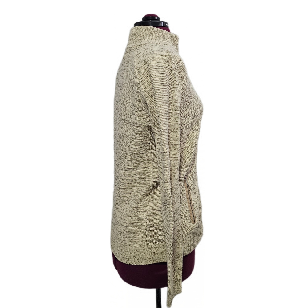 Guess Beige Marbled Zip Up Mock Neck Sweater Men - Picture 6 of 15